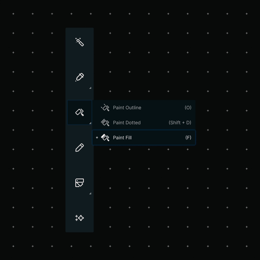 Design tool flyout menu + icons