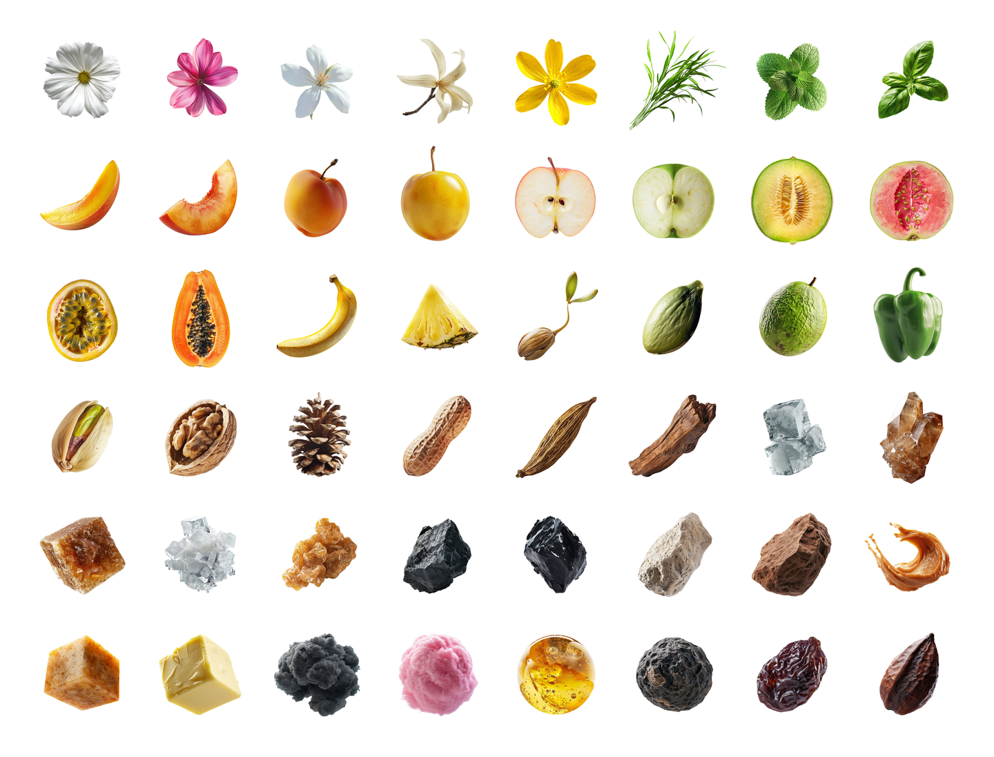 Realistic tea tasting notes icons