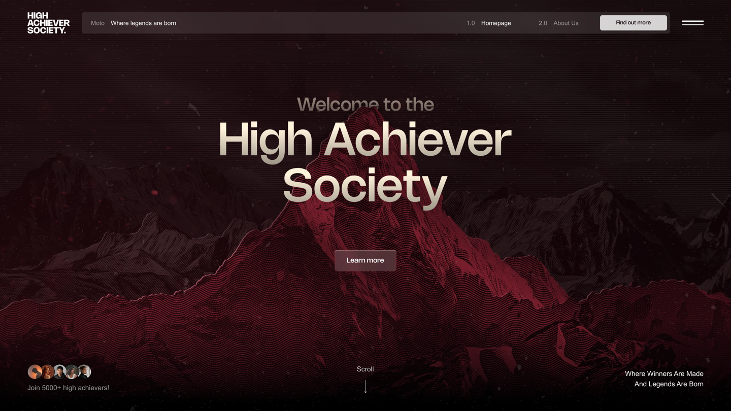 HAS — Hero section for High Achiever Society.