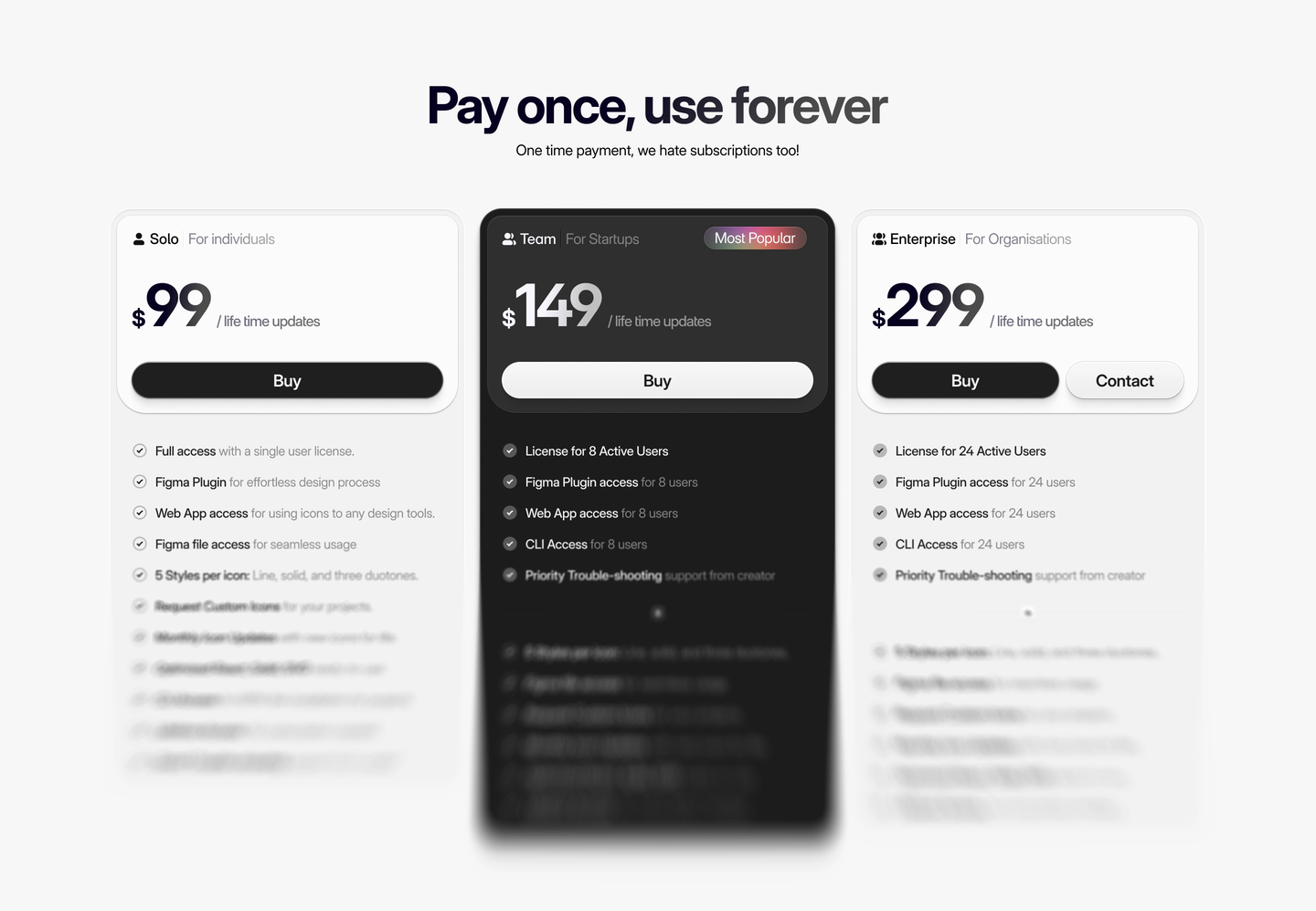 Pricing section | Pikaicons.com