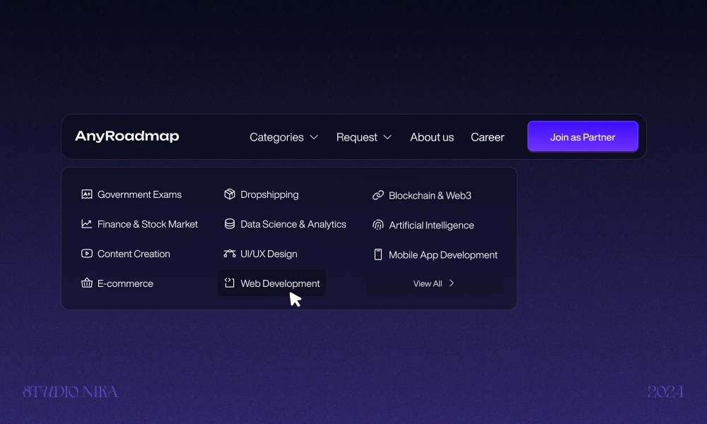 Website navigation dock design