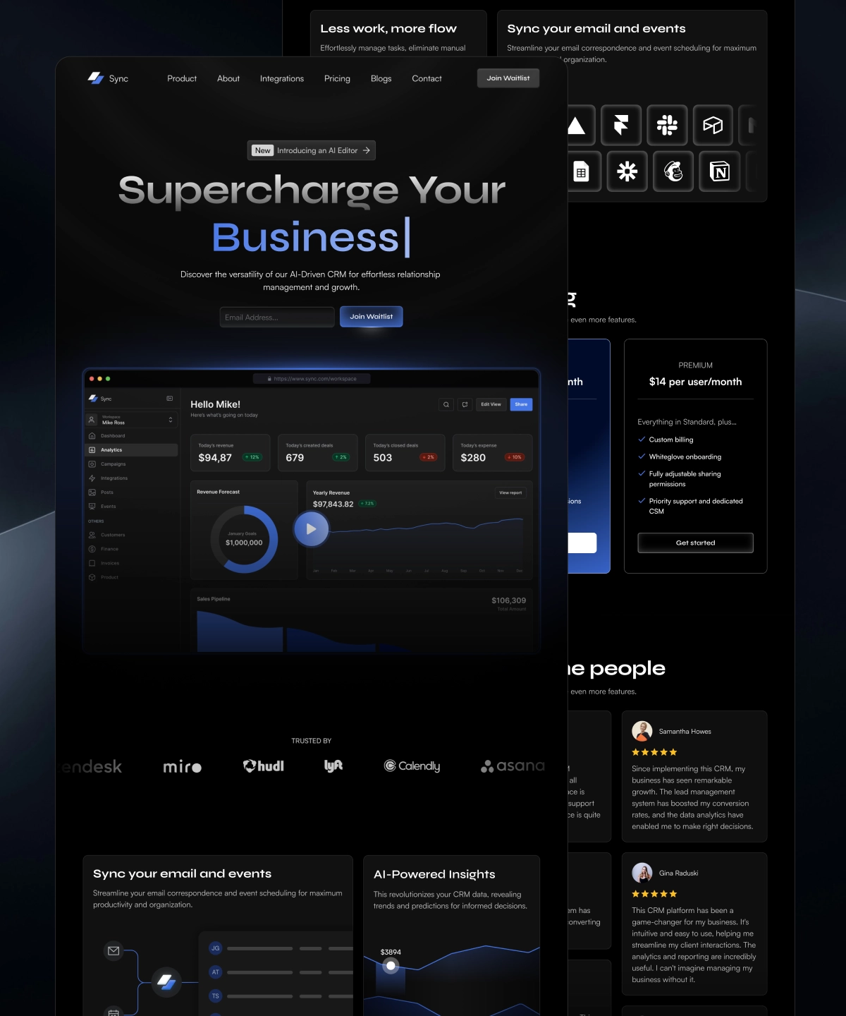 Sync SaaS CRM Framer Template