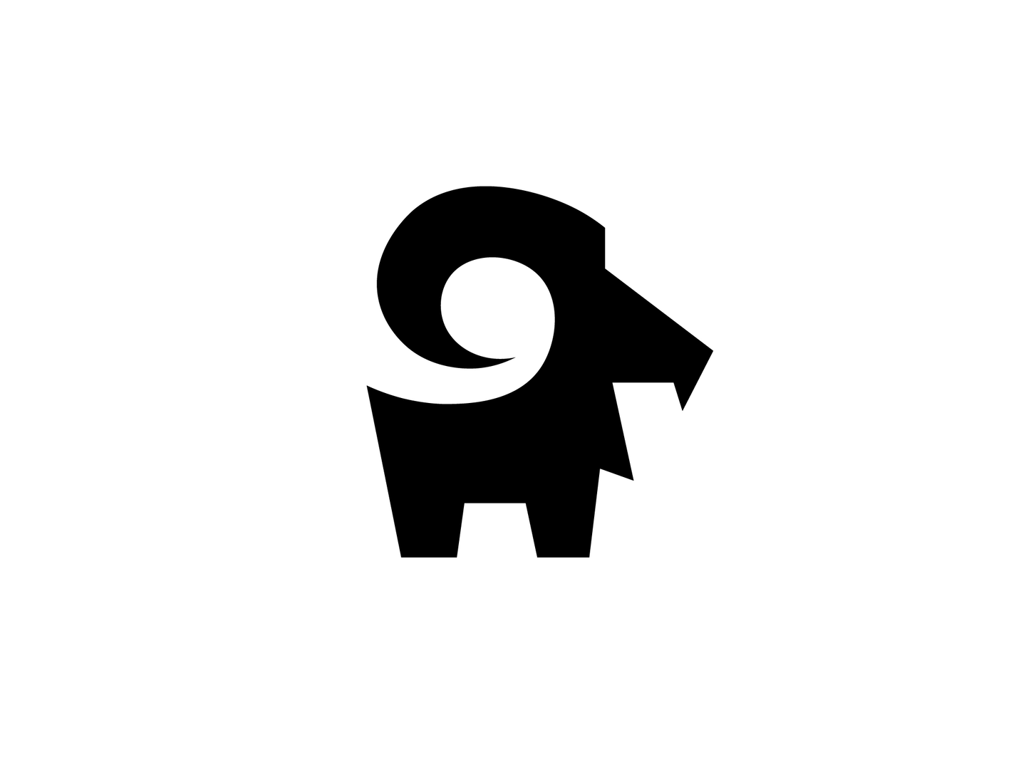 Goat + comma negative space logo