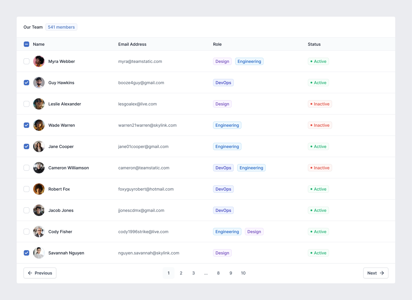 Simple Table UI