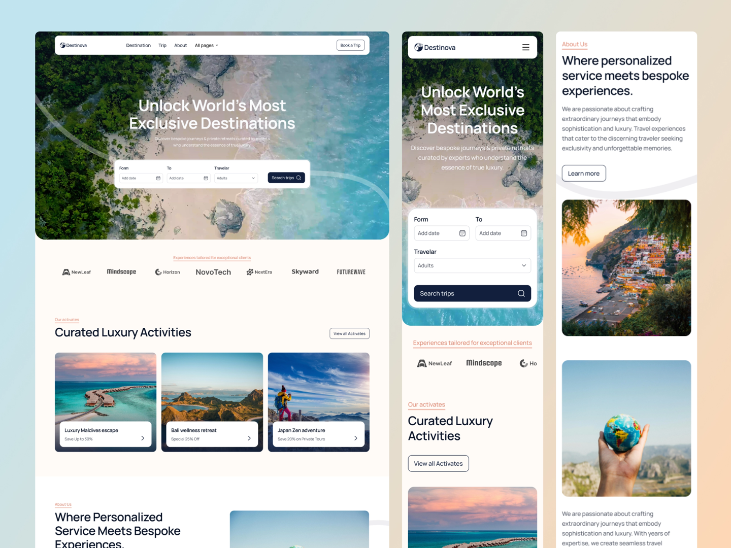 Destinova Travel Agency Web Design