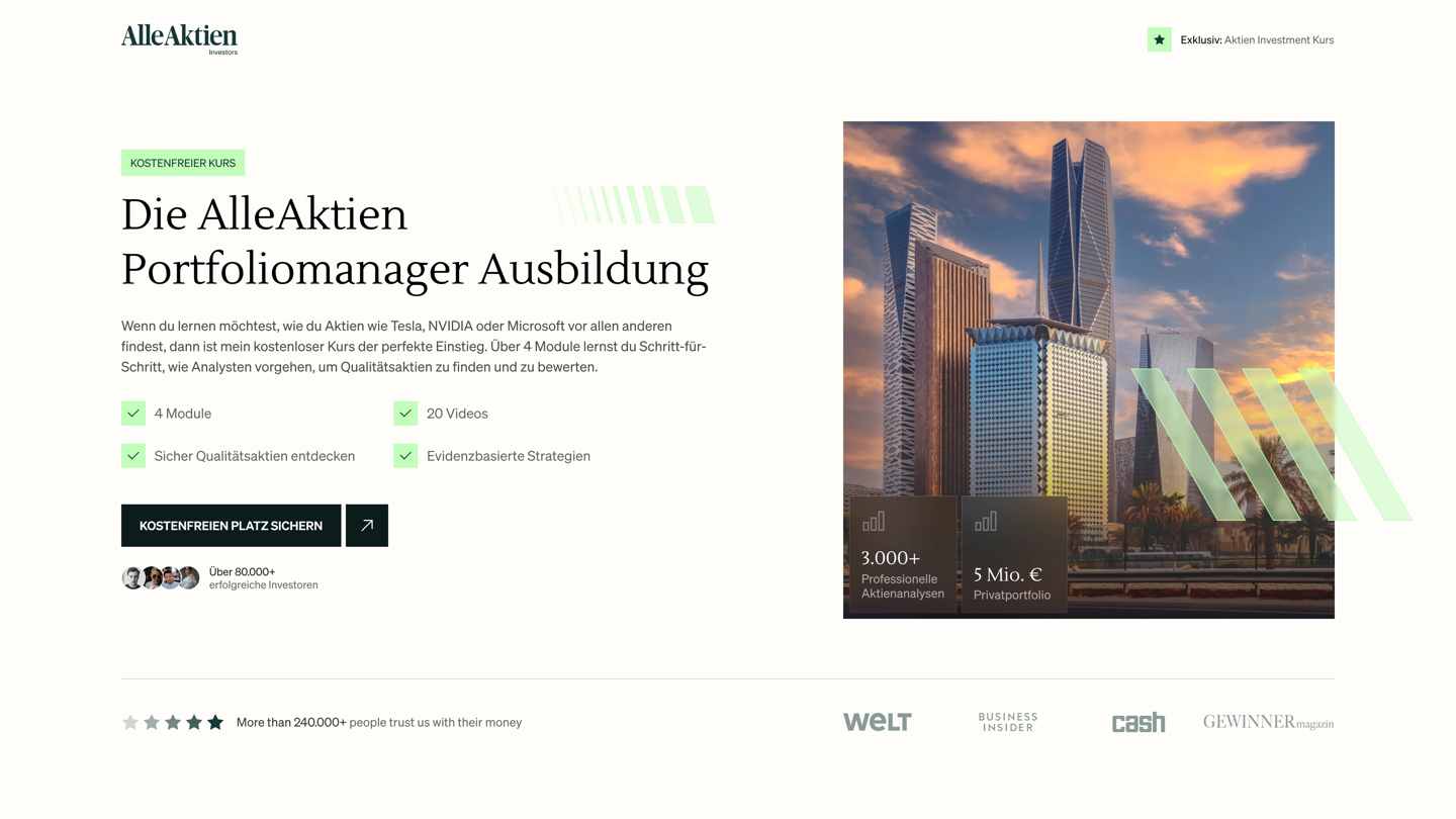 Alle Aktien — Hero section for Alle Aktien.