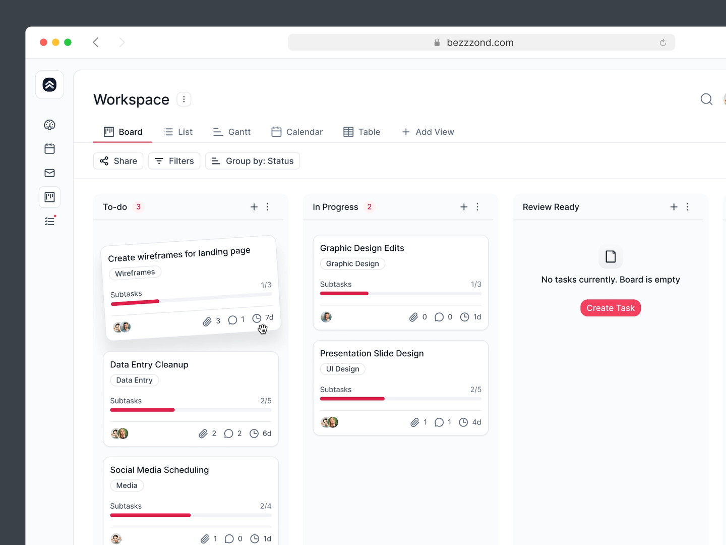 Kanban board UI
