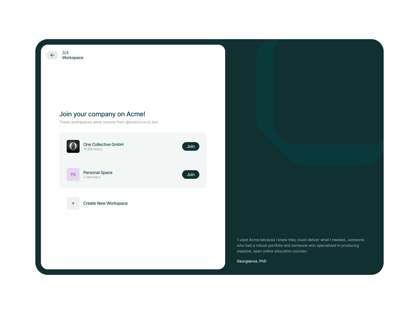 Workspace / Onboarding