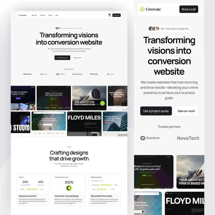 Creovate – Premium Framer Design for Agencies