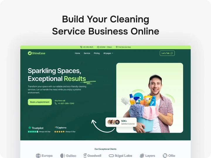 SineEase - All in One Website Design for Cleanin